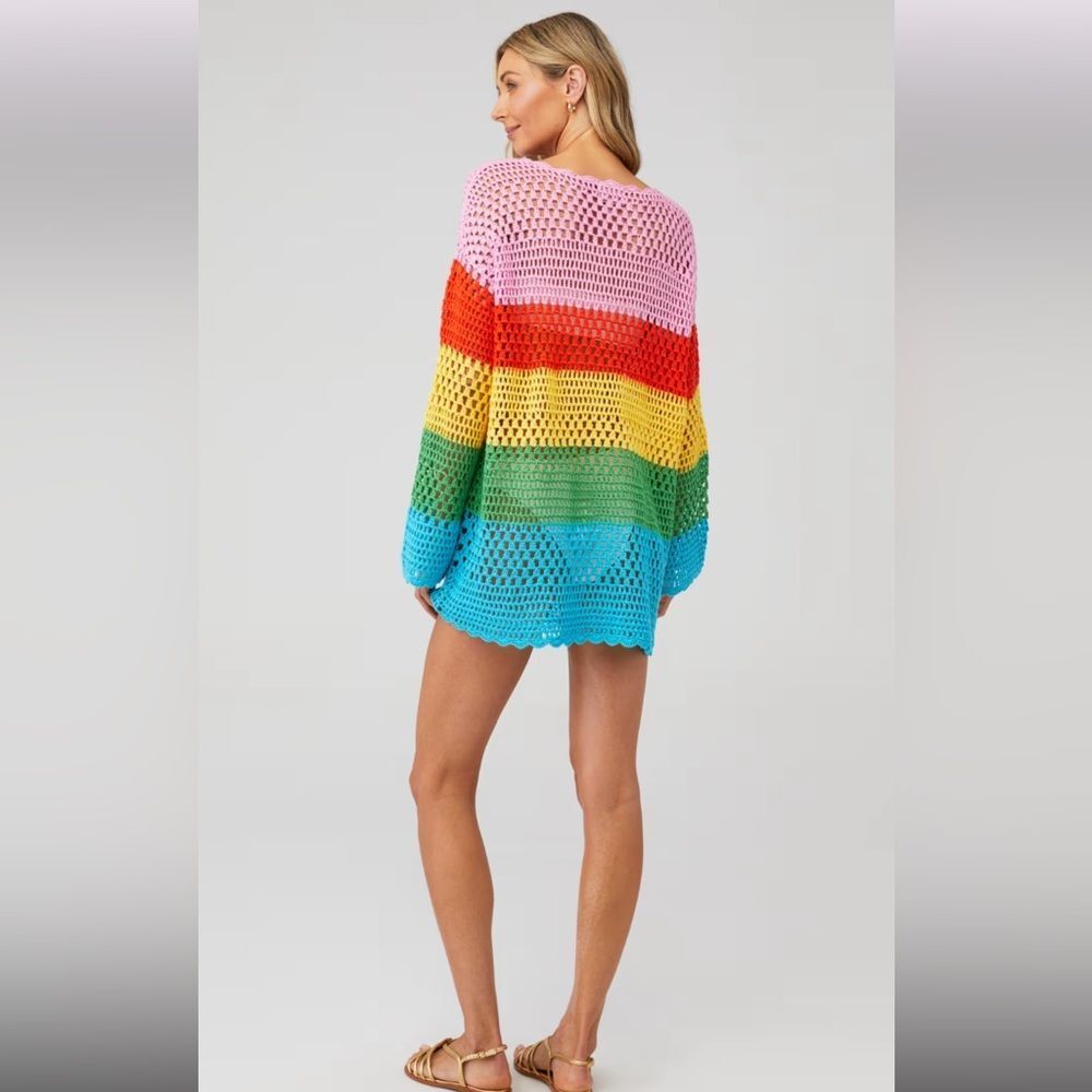 Show Me Your Mumu Women's Paula Colorful Color-block Crochet Pullover Size Small - Picture 3 of 8